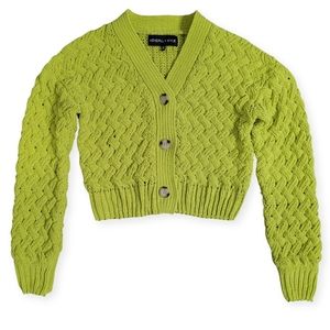 Kendall + Kylie Women's Cropped V-neck Button Down Knit Sweater size M